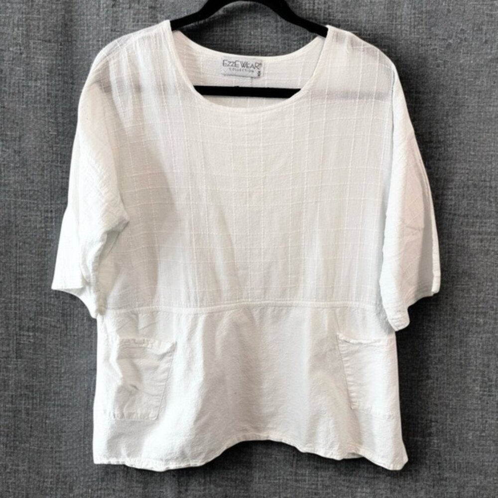 Ezze Wear Collection White Tunic Top Coverup Medium
